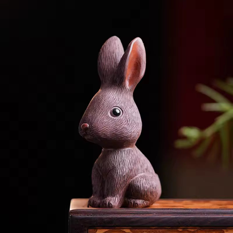 Purple Clay Rabbit Tea Pet Ornament High Quality Cute Animal Figurine Tea Sets Gongfu Tea Accessories Gift Box