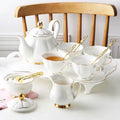 Teapot and Cup 14pcs Porcelain Cup Sets for Coffee and Tea Teapot White and Gold Tea Cup and Pot Set