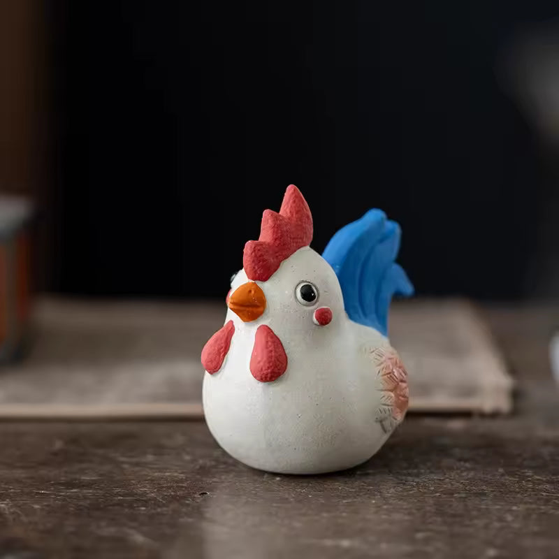 Raw Ore Purple Clay Tea Pet Rooster Ornament Animal Figurine Zen Gongfu Tea Accessories Home Decoration