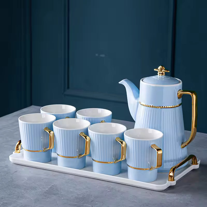 Fine China Home Restaurant Porcelain Tea Pot Tea Cups and Saucers Tea Sets Ceramic Cup Saucers