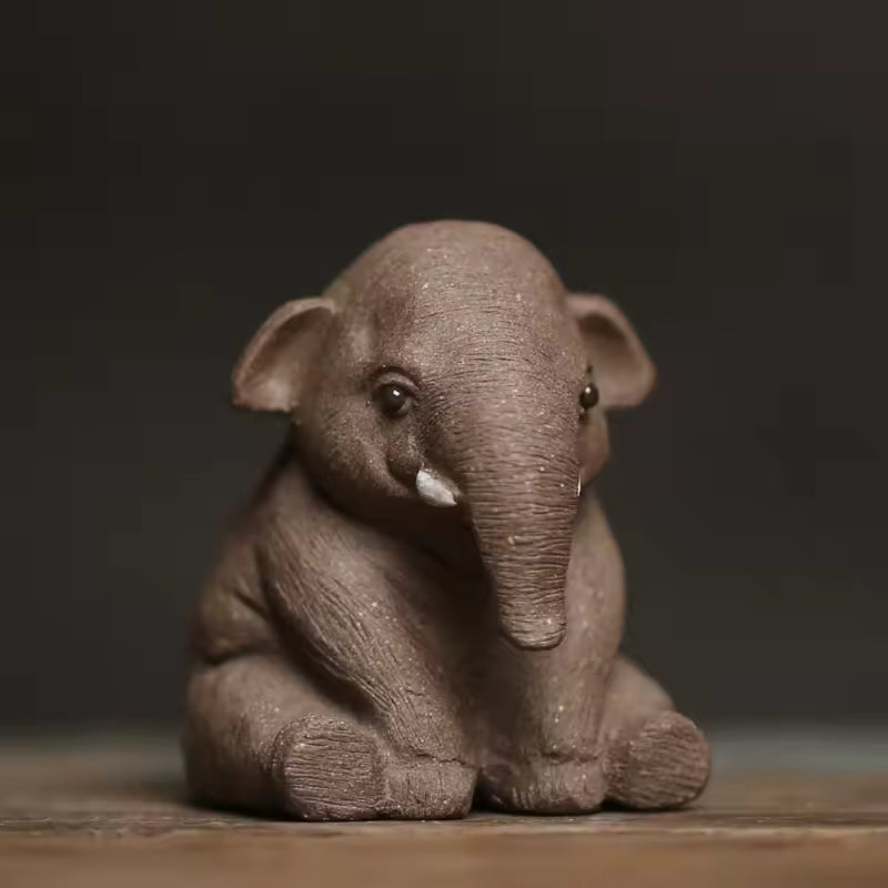 Purple Clay Elephant Tea Pet Figurine Cute Animal Zen Gongfu Tea Set Home Decoration