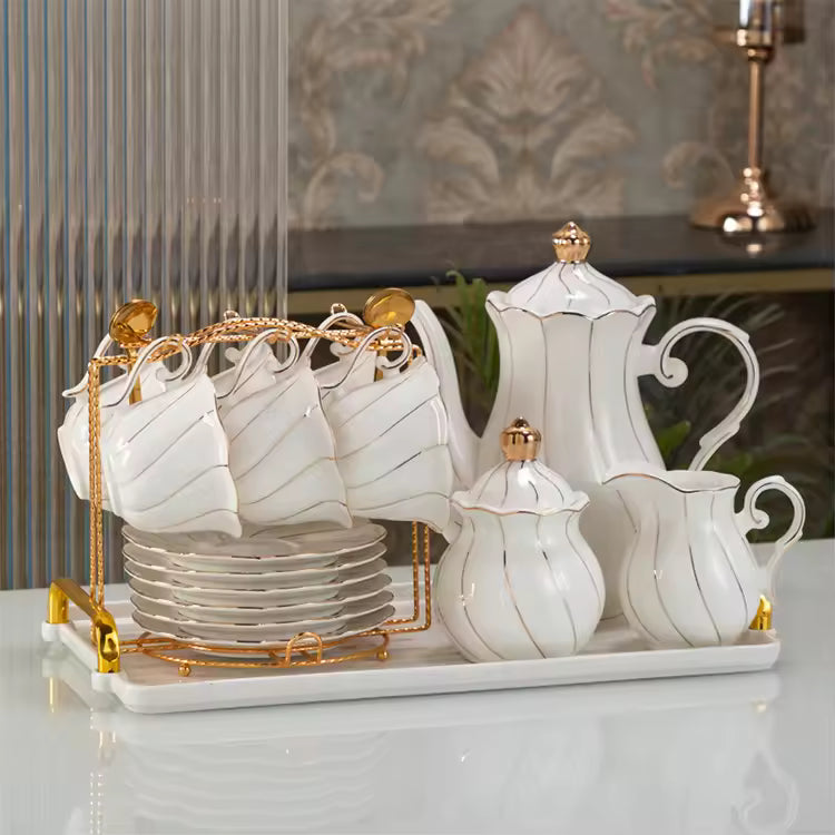 European Afternoon Luxury Sugar Tea Coffee Canisters Set Porcelain Tea Gift Set Ceramic Tea Pot Set