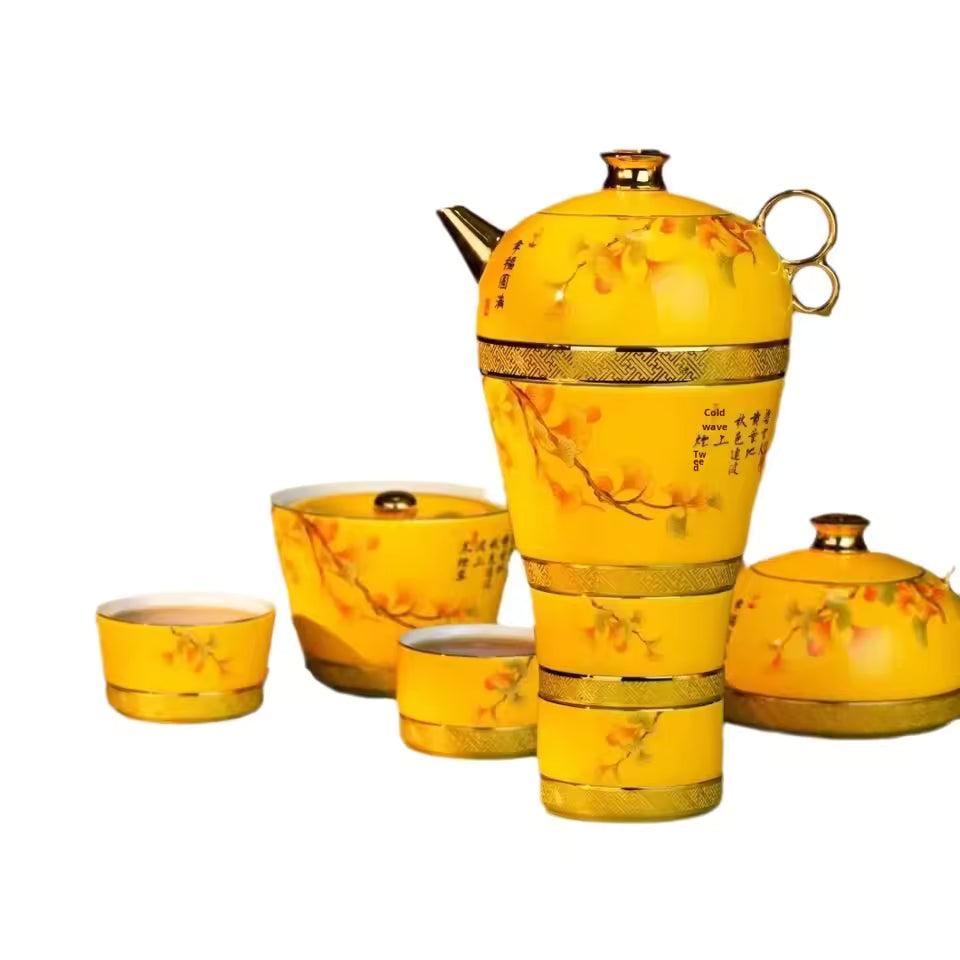 Luxury Handcrafted Cloisonne Enamel Tea Set Elegant Detachable Teapot Teacup Classic Heat-Resisting High-end Drinkware Gift Home