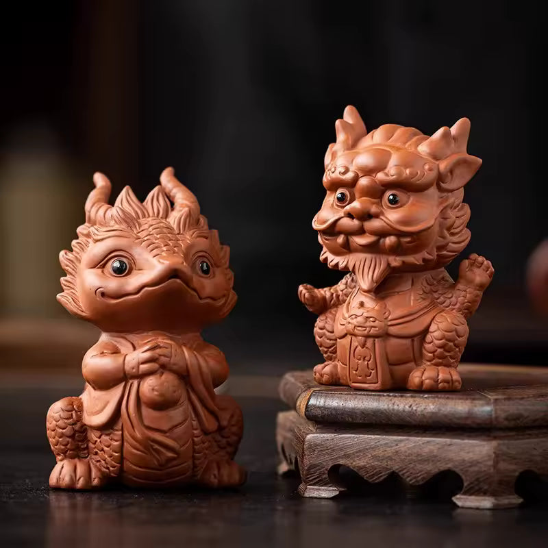 Creative Purple Clay Tea Pet Cute Zodiac Dragon Tea Table Decoration Tea Sets Zen Gongfu Tea Accessories