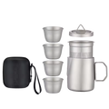 Hot Selling Hiking Portable Foldable 350ml Titanium Alloy Tea Set Double Layer Titanium Alloy Water Cups Outdoor Camping