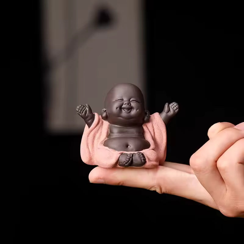 Purple Clay Maitreya Buddha Tea Pet Ornament Figurine Gongfu Tea Accessories Zen Tea Set Home Decoration