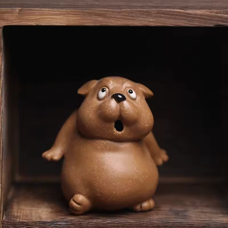 Purple Clay Tea Pet Ornament Cute Dog Animal Figurine Tea Set Gongfu Tea Accessories Home Decoration