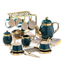 New European Small Luxury Gold Edge Coffee Cup and Plate Set Ceramic Afternoon Tea Set with Cup Holder