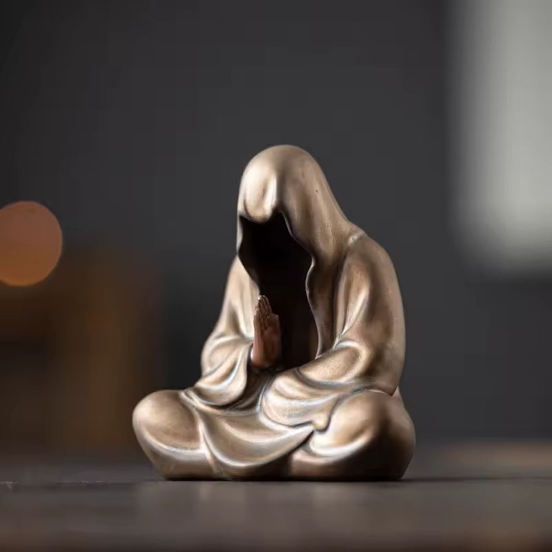 Ceramic Zen Meditation With No Phase Buddha Tea Pet Ornament Exquisite Handmade Figures Tea Set Gongfu Tea Accessories