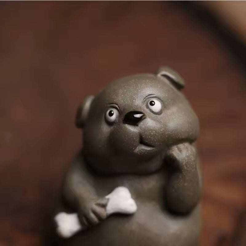 Purple Clay Tea Pet Ornament Cute Dog Animal Figurine Tea Set Gongfu Tea Accessories Home Decoration