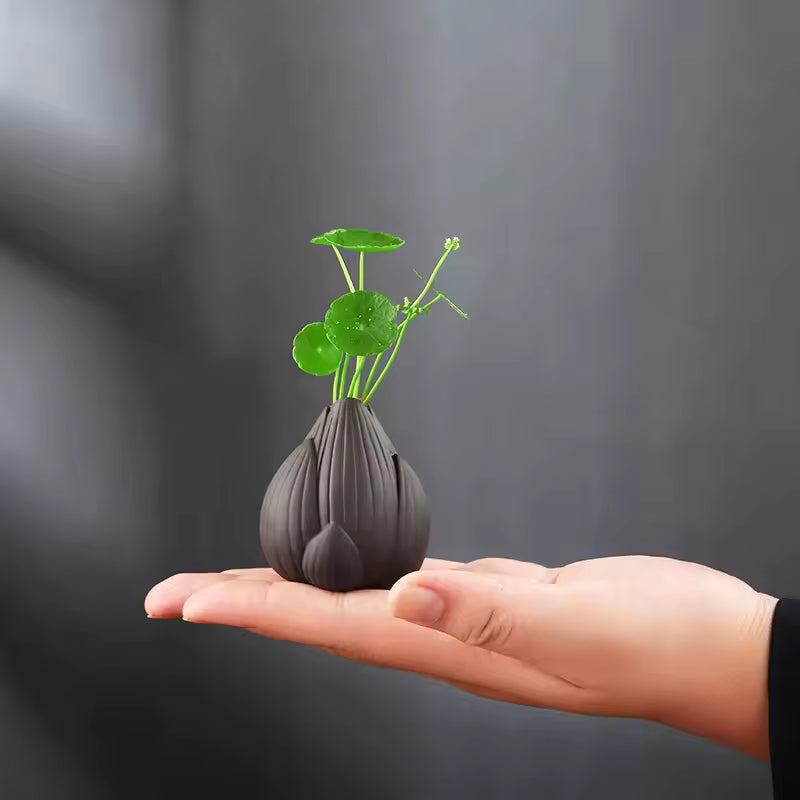 Lotus Purple Clay Tea Pet Mini Zen like Clay Vase Ornament Gongfu Tea Accessories Home Decoration
