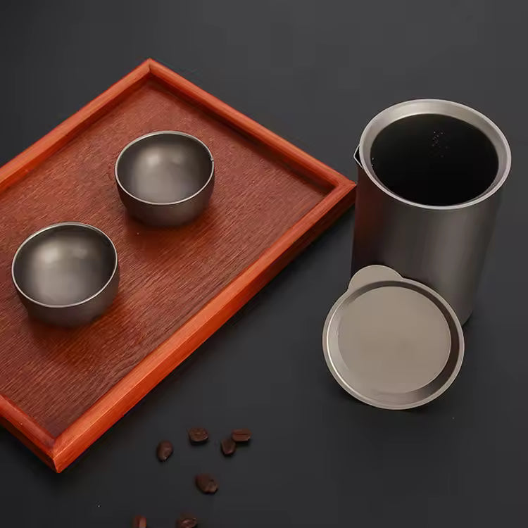 Bulk Order Stainless Steel Camping Tea Set Double-Layer Heat Insulation Food Grade Portable Tea Cups & Pot for Outdoor Use