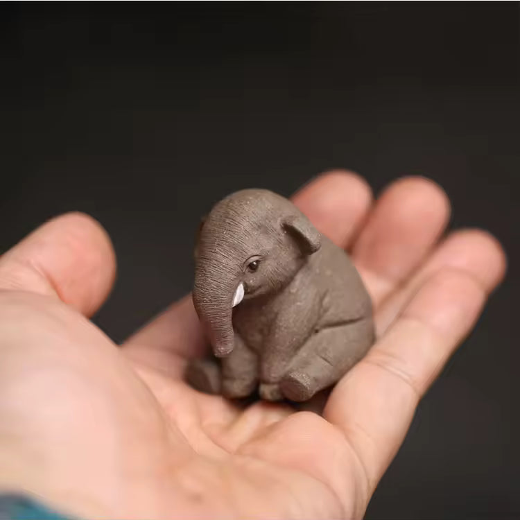 Purple Clay Elephant Tea Pet Figurine Cute Animal Zen Gongfu Tea Set Home Decoration