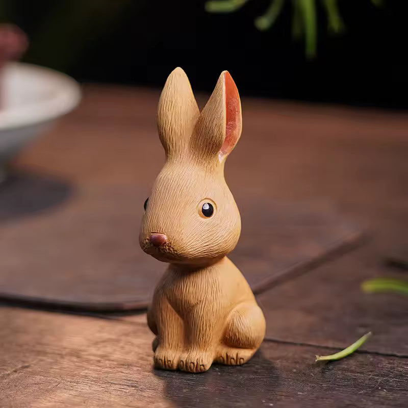 Purple Clay Rabbit Tea Pet Ornament High Quality Cute Animal Figurine Tea Sets Gongfu Tea Accessories Gift Box