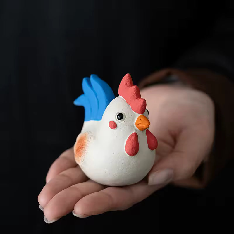 Raw Ore Purple Clay Tea Pet Rooster Ornament Animal Figurine Zen Gongfu Tea Accessories Home Decoration