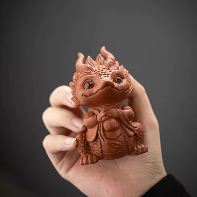 Creative Purple Clay Tea Pet Cute Zodiac Dragon Tea Table Decoration Tea Sets Zen Gongfu Tea Accessories