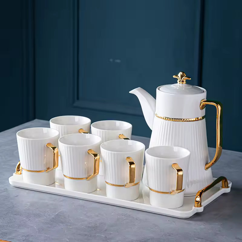Fine China Home Restaurant Porcelain Tea Pot Tea Cups and Saucers Tea Sets Ceramic Cup Saucers