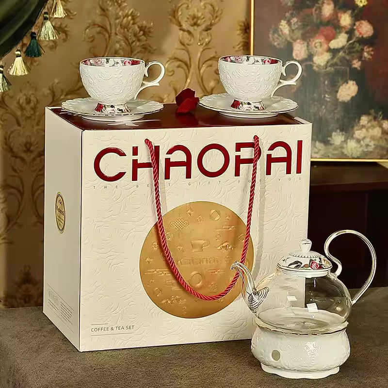 European-Style High-End Ceramic Flower Teapot Set Cross-Border Exclusive Best Tea Cups Saucers for Afternoon Tea & Wedding Gift