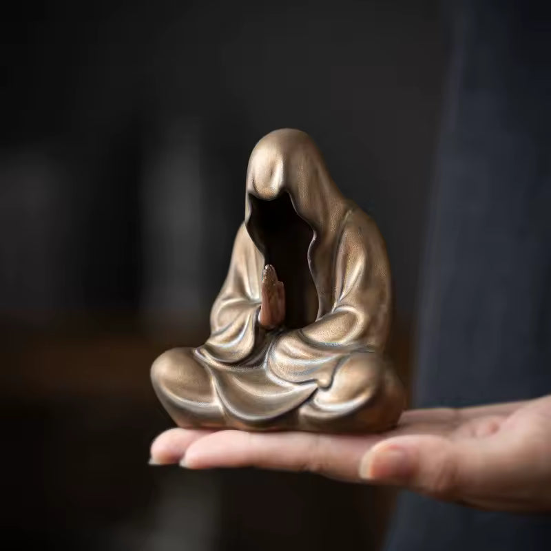 Ceramic Zen Meditation With No Phase Buddha Tea Pet Ornament Exquisite Handmade Figures Tea Set Gongfu Tea Accessories