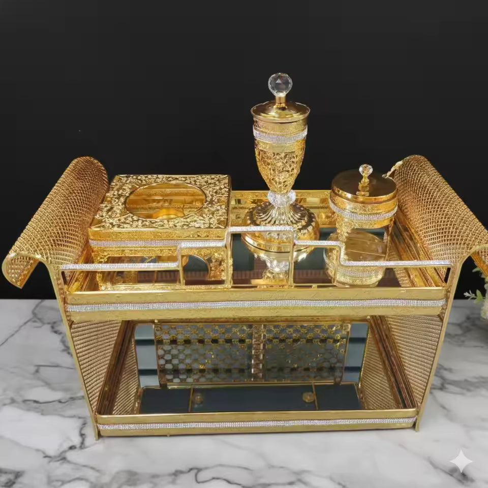 Newest Design Decorative Metal Ethiopian Mid-East Coffee & Tea Set Rekebot Coffee Table with Jebena Holder
