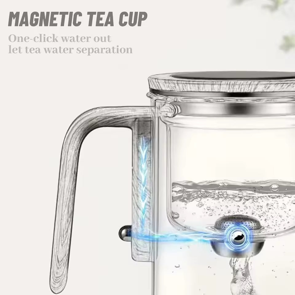 Factory Hot Selling 800ml Water Separation Magical Glass Teapot With Strainer and Wooden Handle
