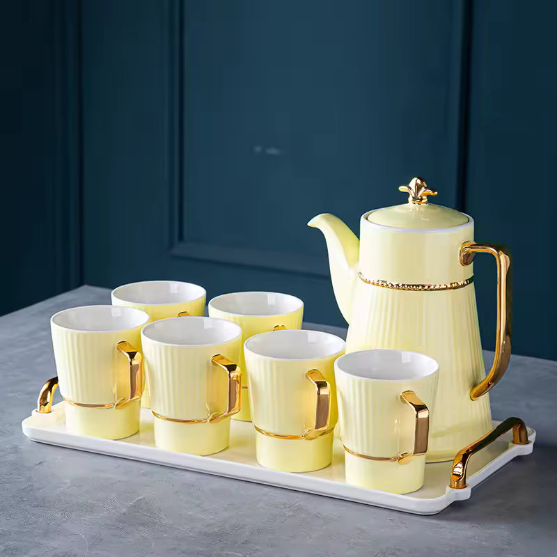 Fine China Home Restaurant Porcelain Tea Pot Tea Cups and Saucers Tea Sets Ceramic Cup Saucers