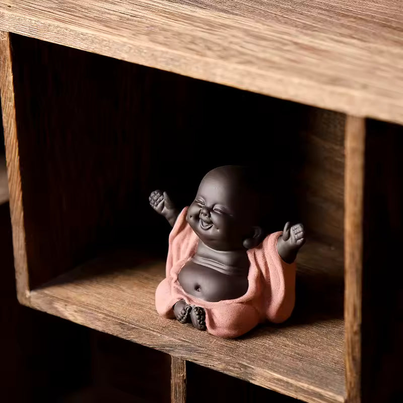 Purple Clay Maitreya Buddha Tea Pet Ornament Figurine Gongfu Tea Accessories Zen Tea Set Home Decoration