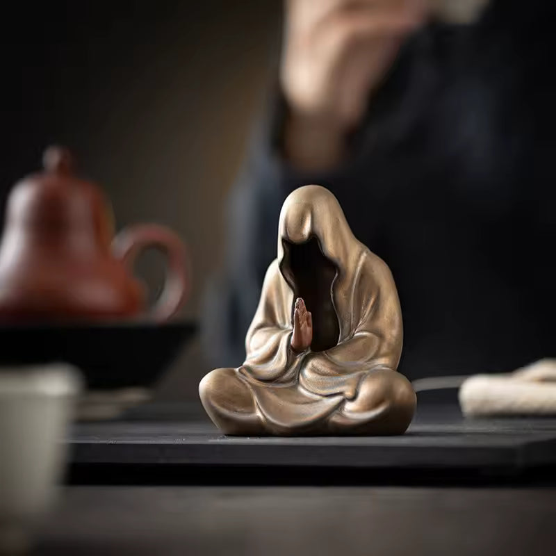 Ceramic Zen Meditation With No Phase Buddha Tea Pet Ornament Exquisite Handmade Figures Tea Set Gongfu Tea Accessories
