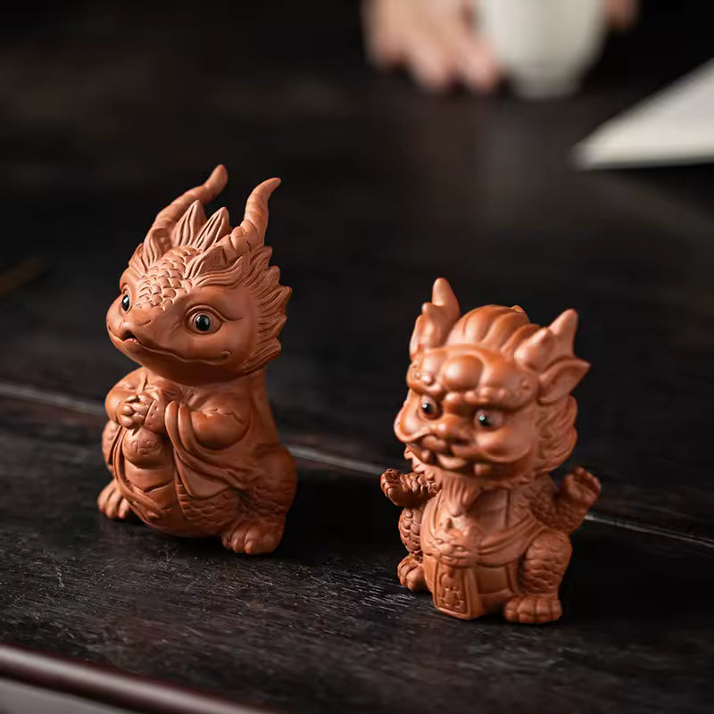 Creative Purple Clay Tea Pet Cute Zodiac Dragon Tea Table Decoration Tea Sets Zen Gongfu Tea Accessories