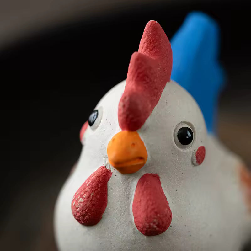 Raw Ore Purple Clay Tea Pet Rooster Ornament Animal Figurine Zen Gongfu Tea Accessories Home Decoration