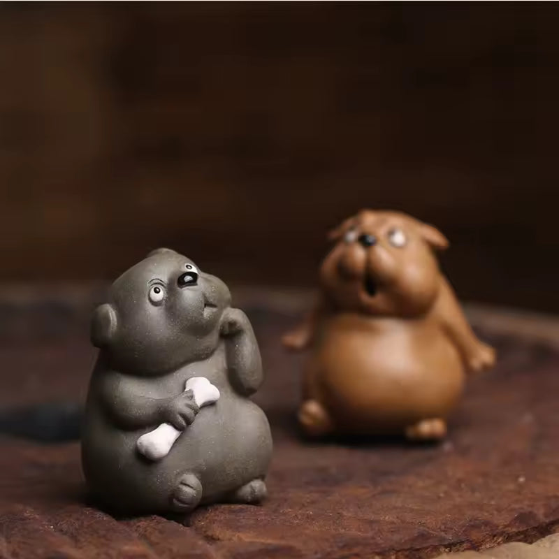 Purple Clay Tea Pet Ornament Cute Dog Animal Figurine Tea Set Gongfu Tea Accessories Home Decoration