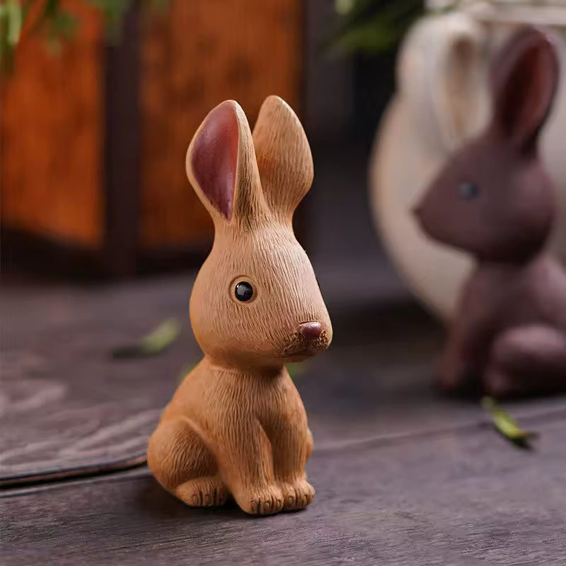 Purple Clay Rabbit Tea Pet Ornament High Quality Cute Animal Figurine Tea Sets Gongfu Tea Accessories Gift Box