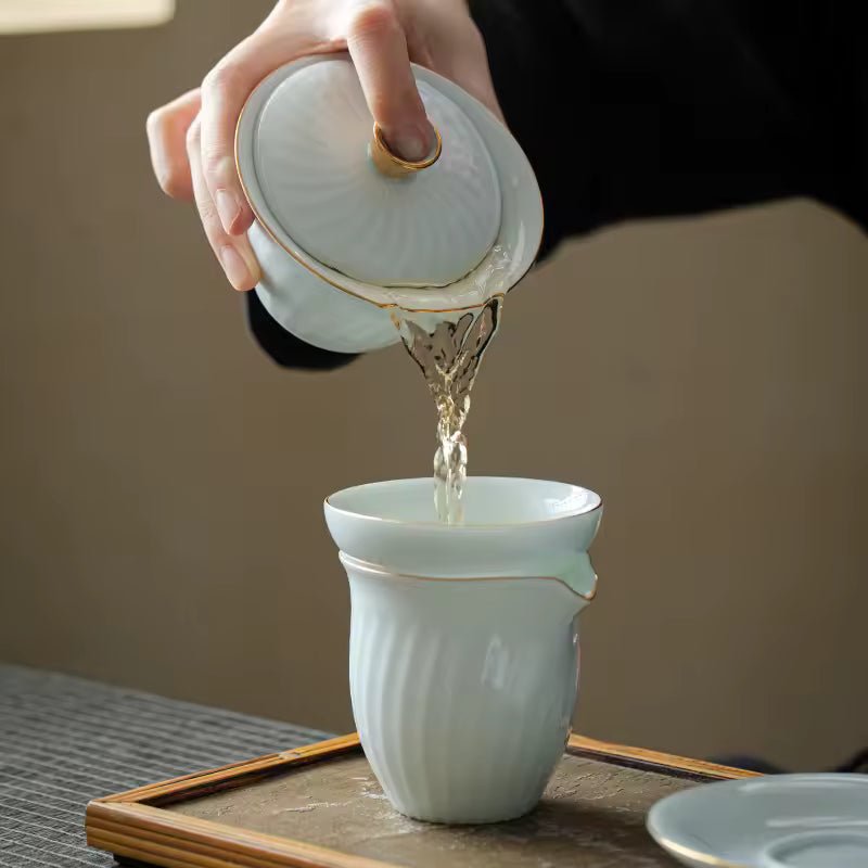 Modern Eco-Friendly Shanghai Kung Fu Tea Set Cover Bowl Tilder Pot Opening Ceramic Gift