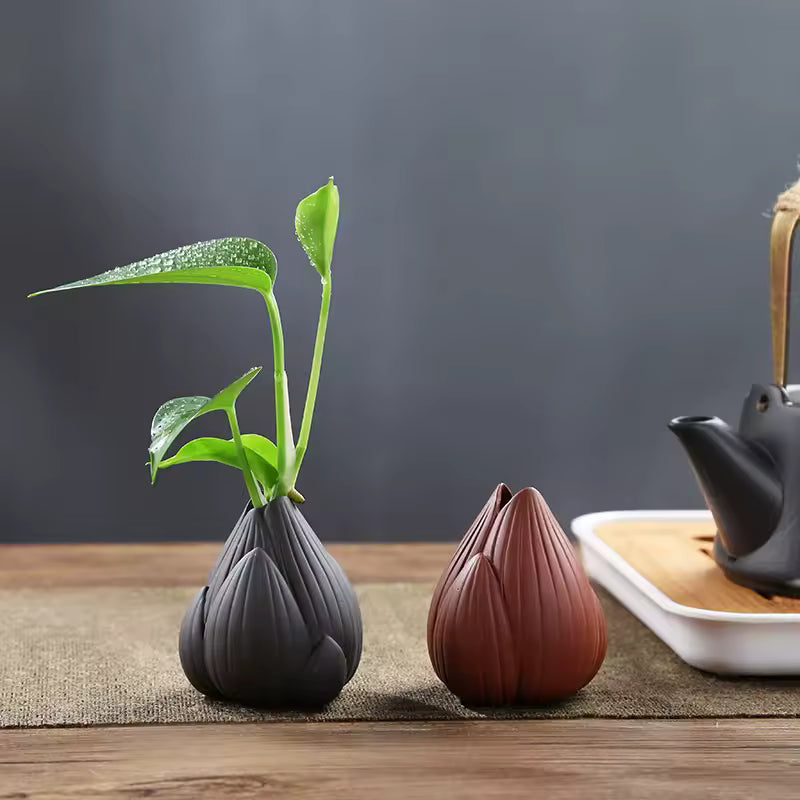 Lotus Purple Clay Tea Pet Mini Zen like Clay Vase Ornament Gongfu Tea Accessories Home Decoration