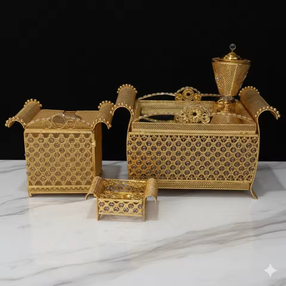 Newest Design Decorative Metal Ethiopian Mid-East Coffee & Tea Set Rekebot Coffee Table with Jebena Holder