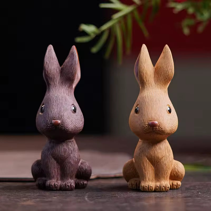 Purple Clay Rabbit Tea Pet Ornament High Quality Cute Animal Figurine Tea Sets Gongfu Tea Accessories Gift Box