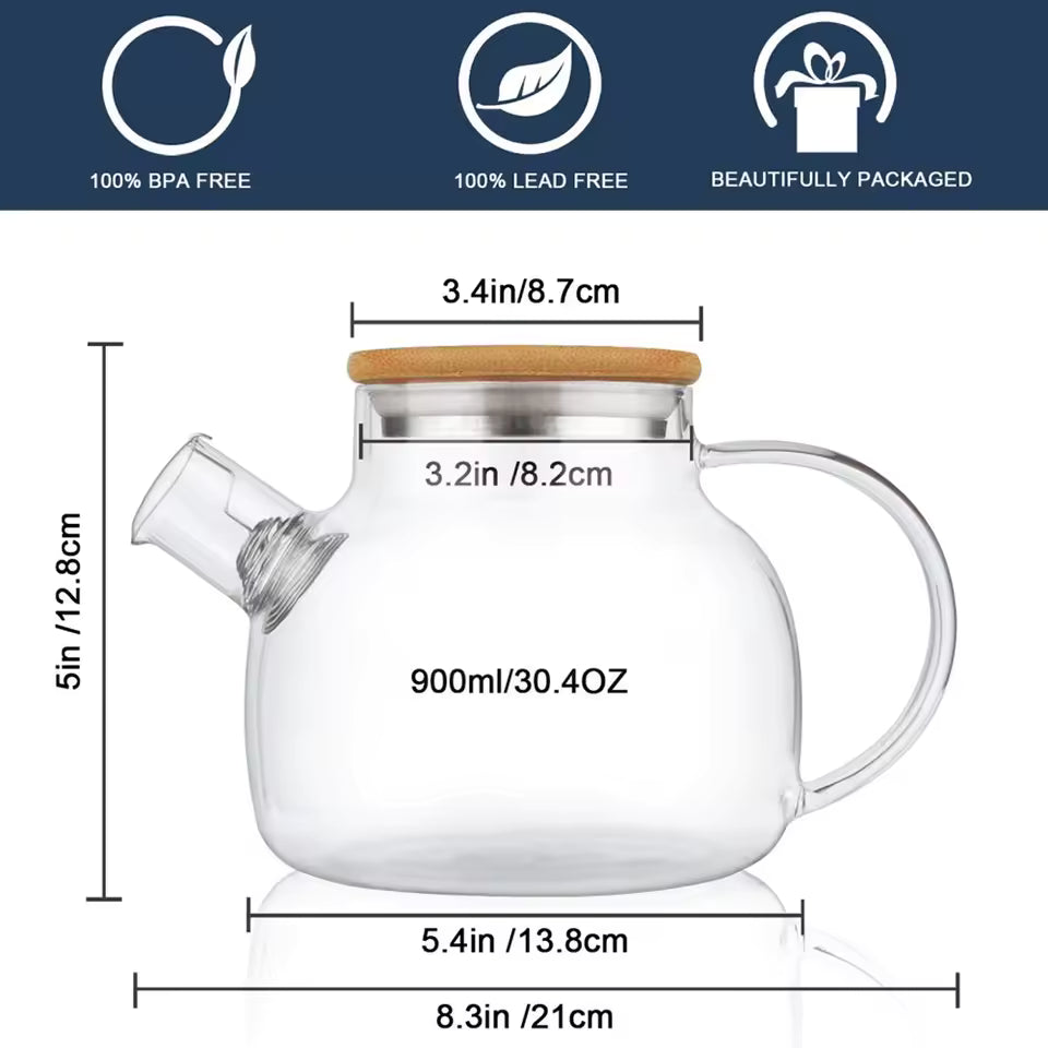 Borosilicate Glass Tea Set Heat Resistant Stovetop Safe 5-Pieces Glass Teapot With Tea Cup Set