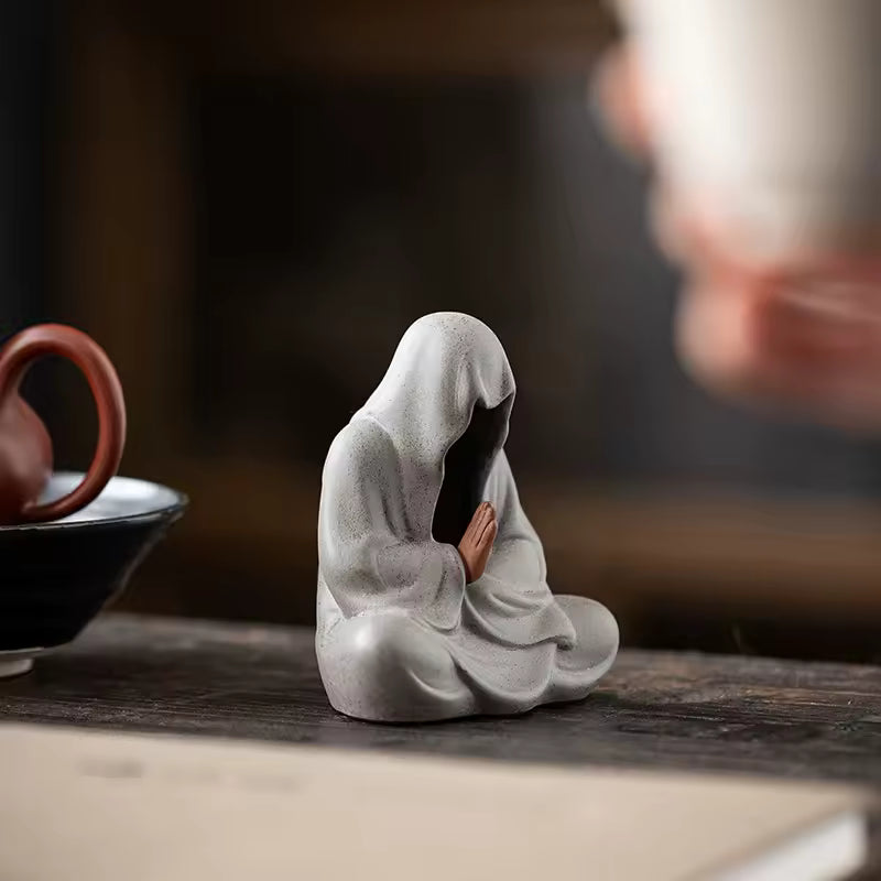 Ceramic Zen Meditation With No Phase Buddha Tea Pet Ornament Exquisite Handmade Figures Tea Set Gongfu Tea Accessories