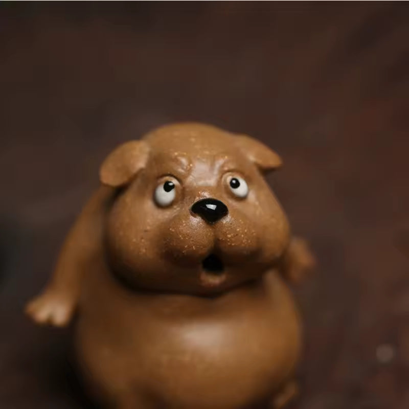 Purple Clay Tea Pet Ornament Cute Dog Animal Figurine Tea Set Gongfu Tea Accessories Home Decoration
