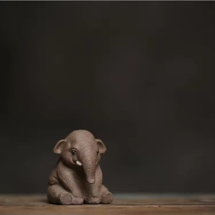 Purple Clay Elephant Tea Pet Figurine Cute Animal Zen Gongfu Tea Set Home Decoration
