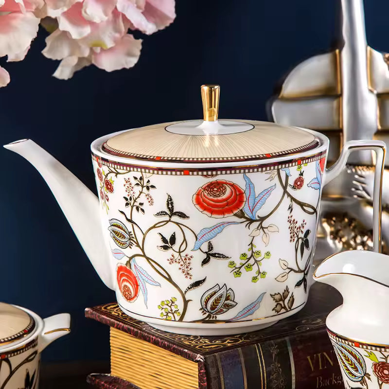 Good Quality Fine Bone China 45 % Tea Cup, Tea Pot, Creamer 15 pcs Tea Set