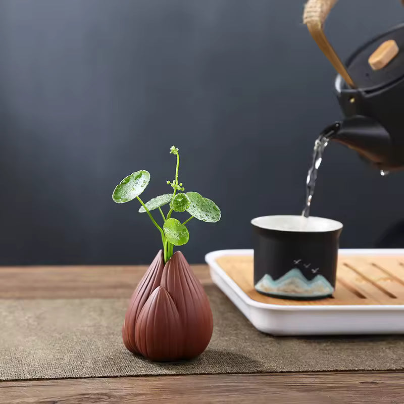 Lotus Purple Clay Tea Pet Mini Zen like Clay Vase Ornament Gongfu Tea Accessories Home Decoration