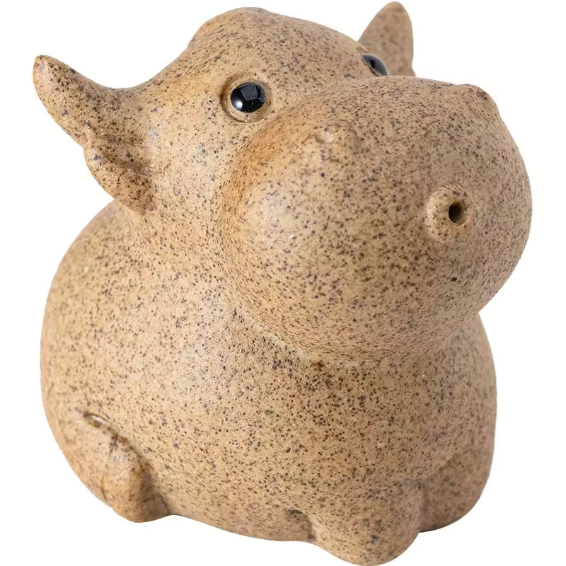 Cute Chinese Zodiac Cow Tea Pet Coarse Pottery Figurine Zen Gongfu Tea Sets Gongfu Tea Accessories Home Decoration