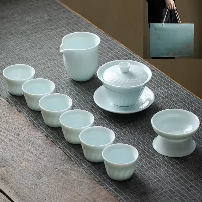 Modern Eco-Friendly Shanghai Kung Fu Tea Set Cover Bowl Tilder Pot Opening Ceramic Gift