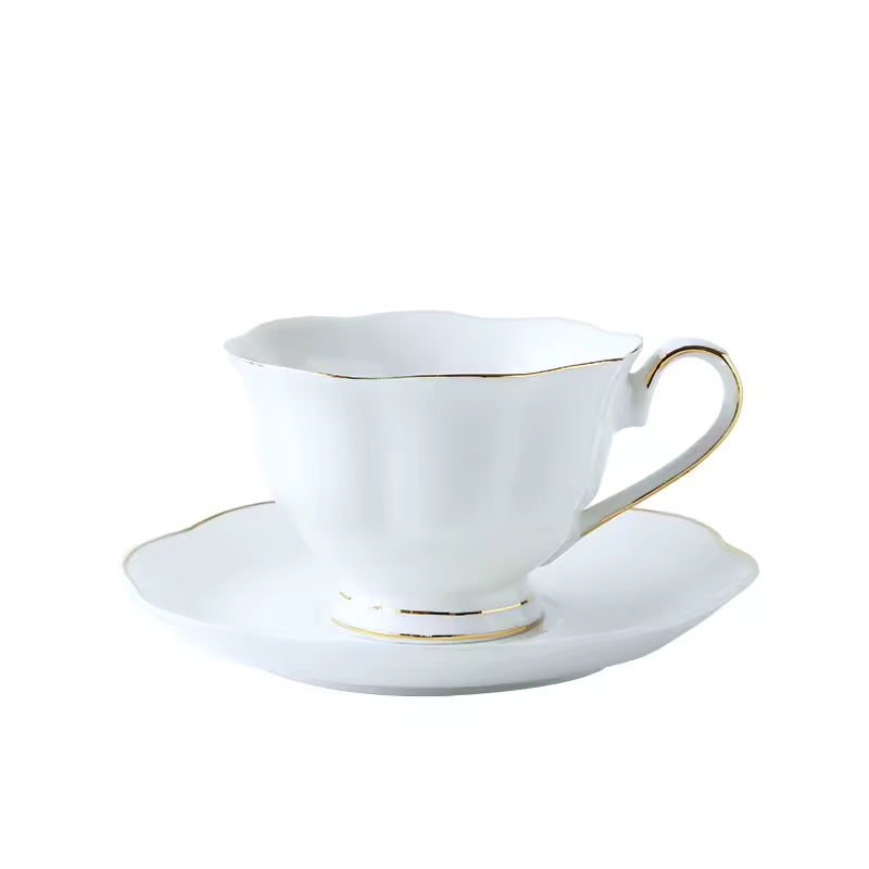 Teapot and Cup 14pcs Porcelain Cup Sets for Coffee and Tea Teapot White and Gold Tea Cup and Pot Set