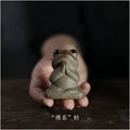 Buddha Style Reclining Leisurely Zen Frog Tea Pet Ornaments Rough Pottery Handmade Tea Table Decoration Gongfu Tea Accessories