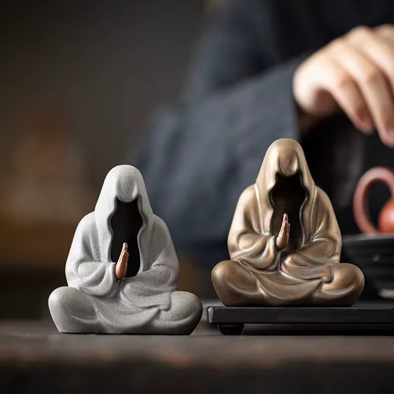 Ceramic Zen Meditation With No Phase Buddha Tea Pet Ornament Exquisite Handmade Figures Tea Set Gongfu Tea Accessories