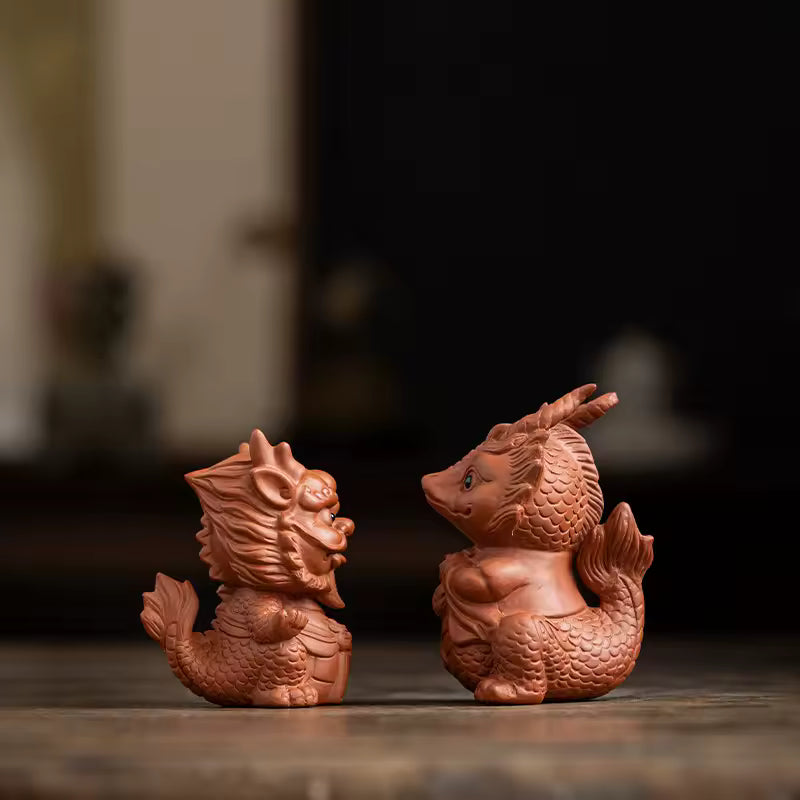 Creative Purple Clay Tea Pet Cute Zodiac Dragon Tea Table Decoration Tea Sets Zen Gongfu Tea Accessories