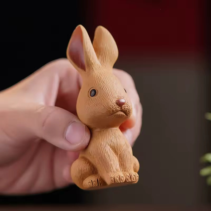 Purple Clay Rabbit Tea Pet Ornament High Quality Cute Animal Figurine Tea Sets Gongfu Tea Accessories Gift Box