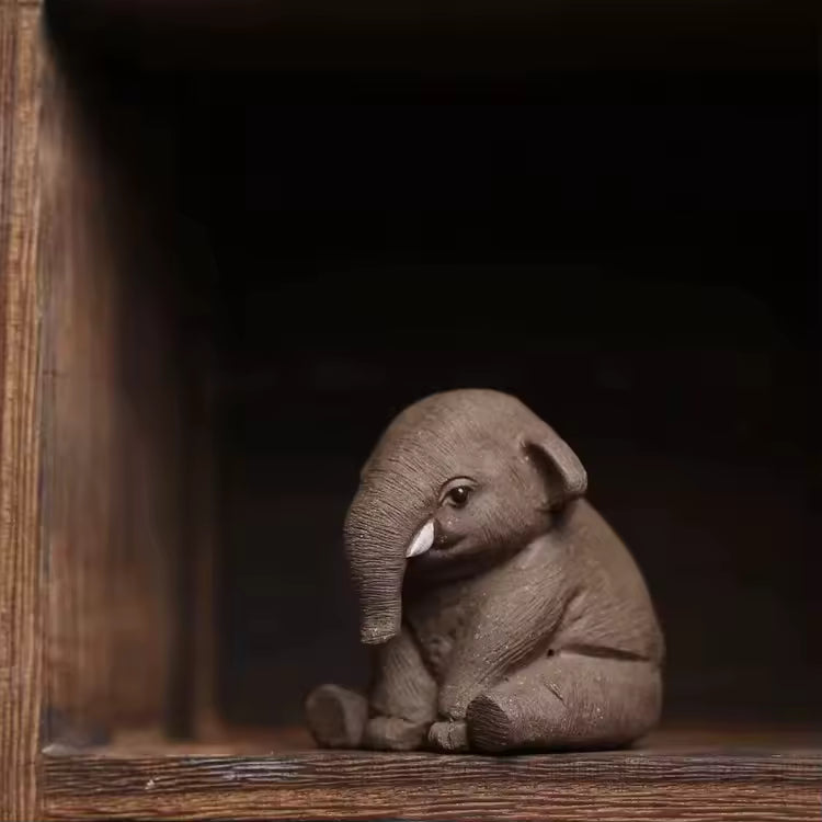 Purple Clay Elephant Tea Pet Figurine Cute Animal Zen Gongfu Tea Set Home Decoration